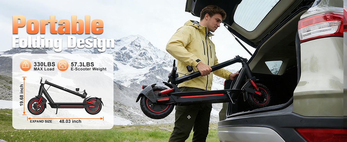 Adult Electric Foldable Scooter 30 MPH Fastest Dual Suspension 1200W Peak Power 33 Miles Long Range 10 Inch Off-Road Tires 48V 15Ah