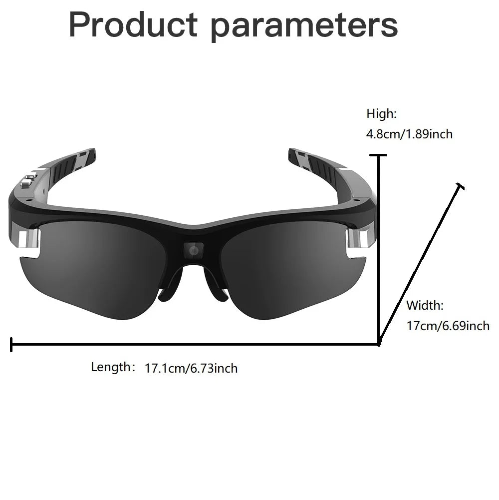 Camera Glasses Video Sunglasses 1080P Full HD Video Recording Shooting Camera Glasses for Cycling Driving Hiking Fishing Hunting