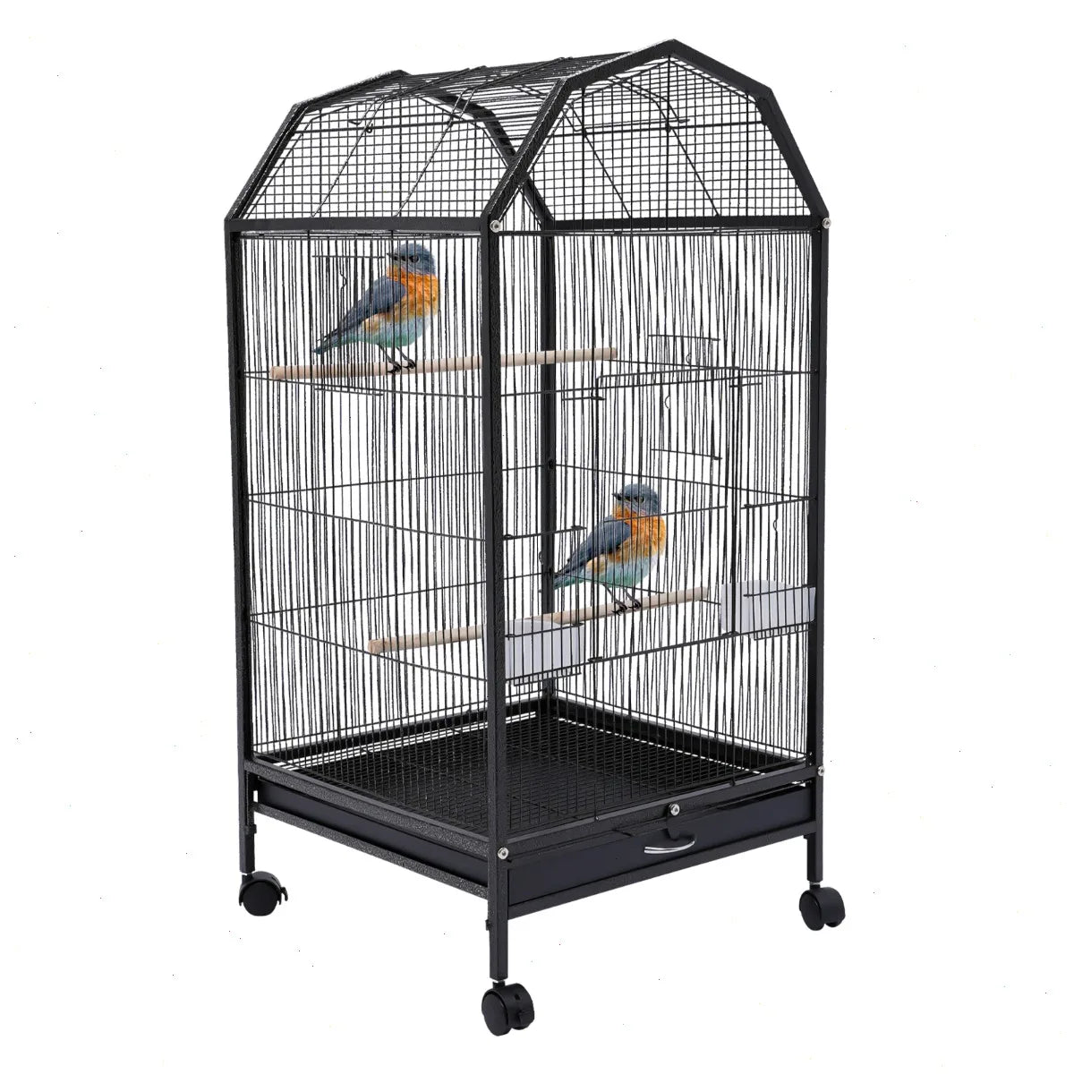 Parrot Cage, Bird Cage, Large Bird Cage with Sturdy Iron Frame, 360 Degree Full View, Anti-Rust & Non-Toxic, Spacious 18.1x18.1x39.9 Inch, for Cockatiel, Lovebird