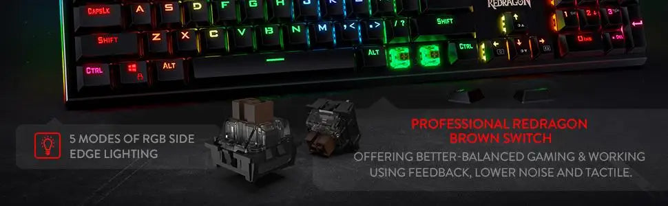 Redragon K580 VATA RGB 104 Keys LED USB Backlit Mechanical Gaming Wired Backlight Computer Keyboard Anti-ghosting with Macro Key