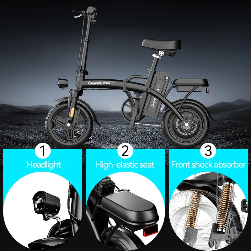 Compact Foldable Electric Bike For Adults Featuring Rear Disc Brake