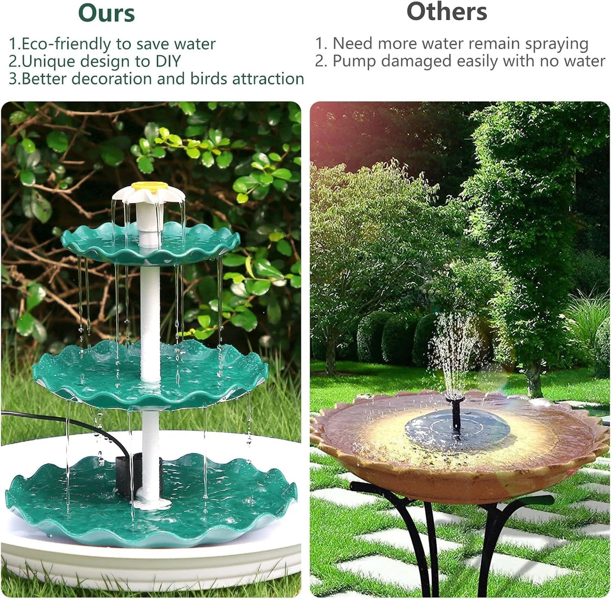 Solar Fountain 3.5W Solar Bird Bath Water Fountain, Detachable DIY Water Landscaping Bird Feeder Fountain for Bird Bath/Garden/Fish Tank