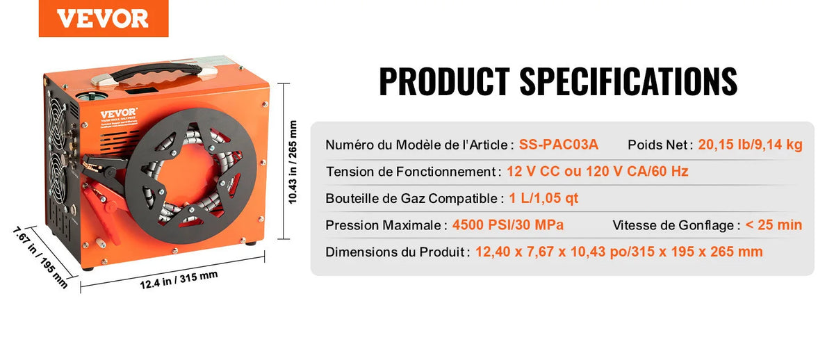 SucceBuy Portable PCP Air Compressor With 4500PSI And Power Converter