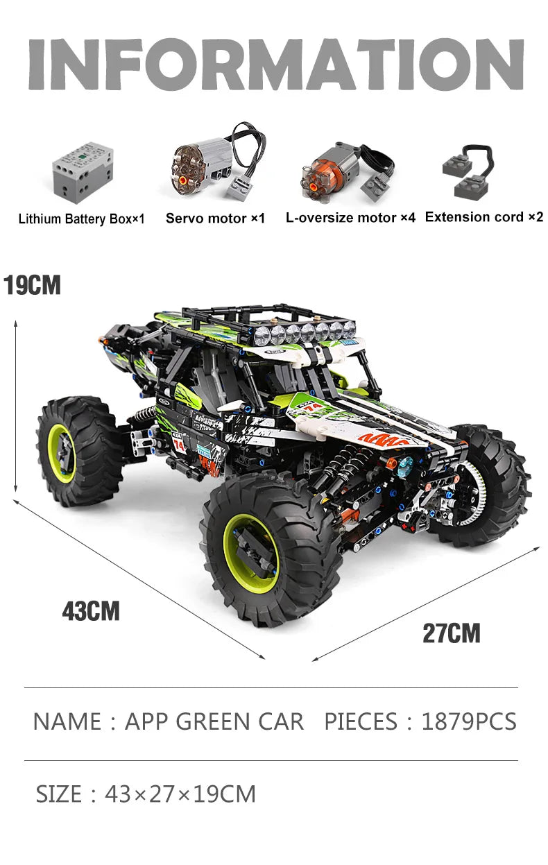 Mould King 18002 Technical Car Toys The MOC-19517 4WD RC Buggy Building Block Assembly Car Model Brick Set Kids Christmas Gift