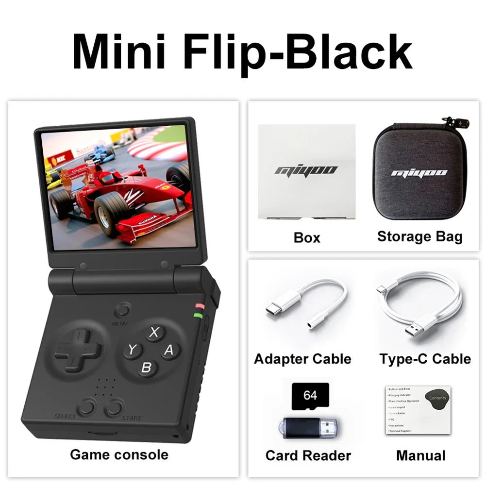 MIYOO Mini Flip Retro Handheld Game Console With New Hinge 2.8 inch IPS Screen Portable Video Game Players Consoles Classic Gaming Emulator Childhood Gifts