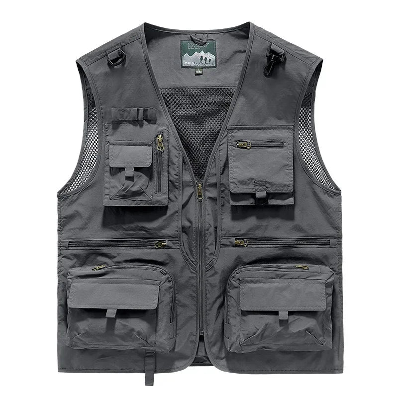 Multipocket Quick Dry Mesh Fishing Vests Men Outdoor Tactical Vest Hiking Hunting Casual Fisherman Vest Solid Sleeveless Coats