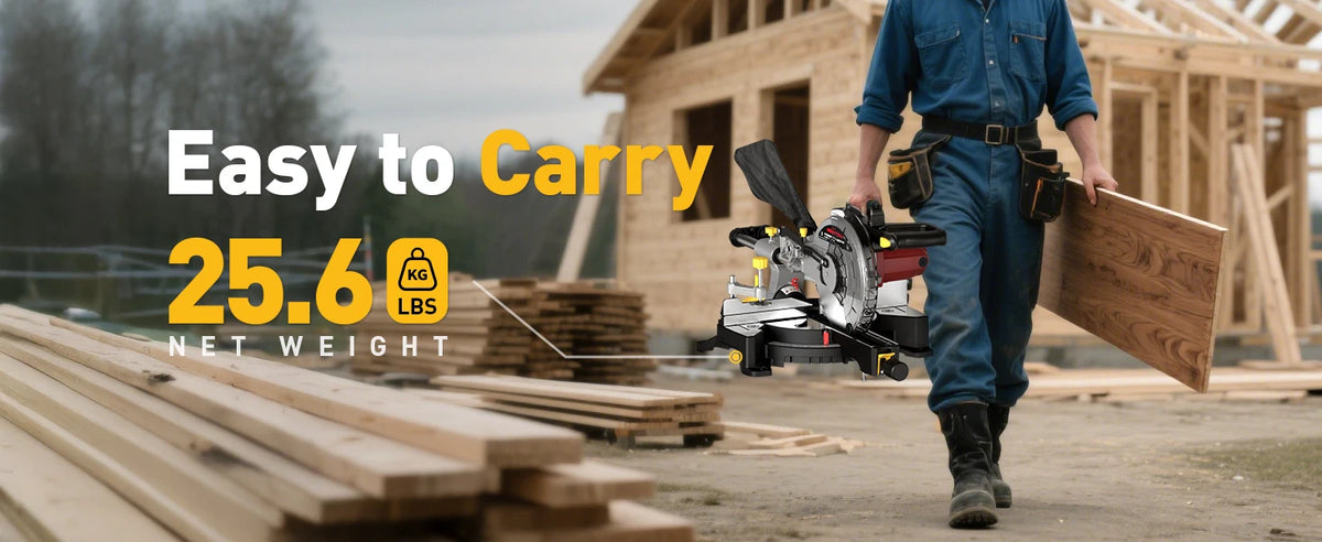 10/12 Inch Single/Dual-Bevel Sliding Compound Miter Saw, 5000/3800RPM, 0-45°, 15 Amp, 36T Blade Precision Cutting Power Saw