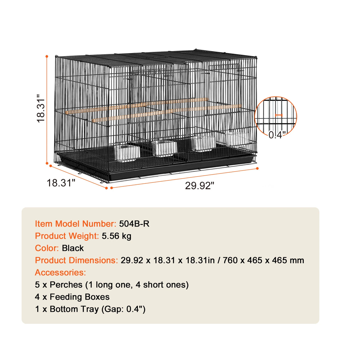 SucceBuy 30In Flight Bird Cage Stackable Divided Small Animal Cage for Kinds of Birds Pet Travel Birdcage with Handle and Perche