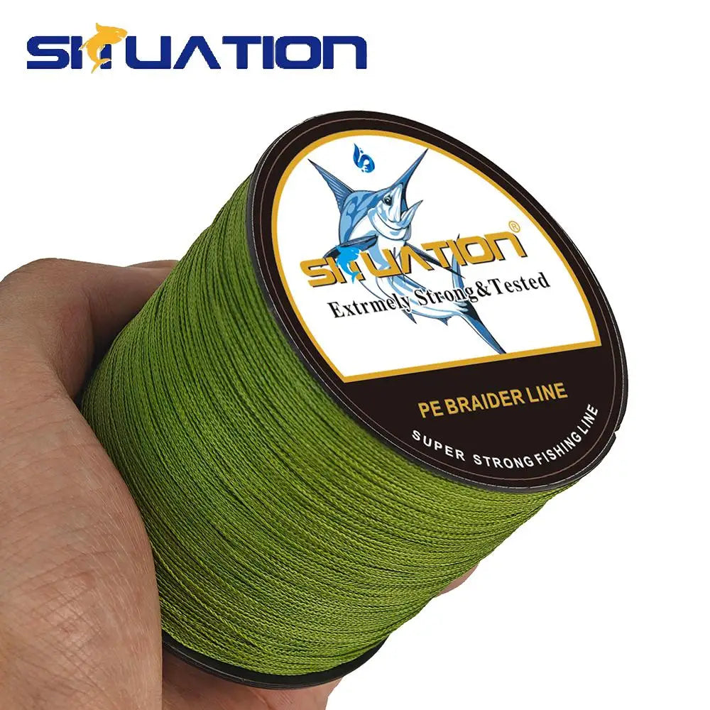 SIIUATION Ultra-Strong PE Braided Fishing Line, 300m/328YDS - 4-Strand Multi-Wire, Wear-Resistant, Smooth Long Casting up to 100