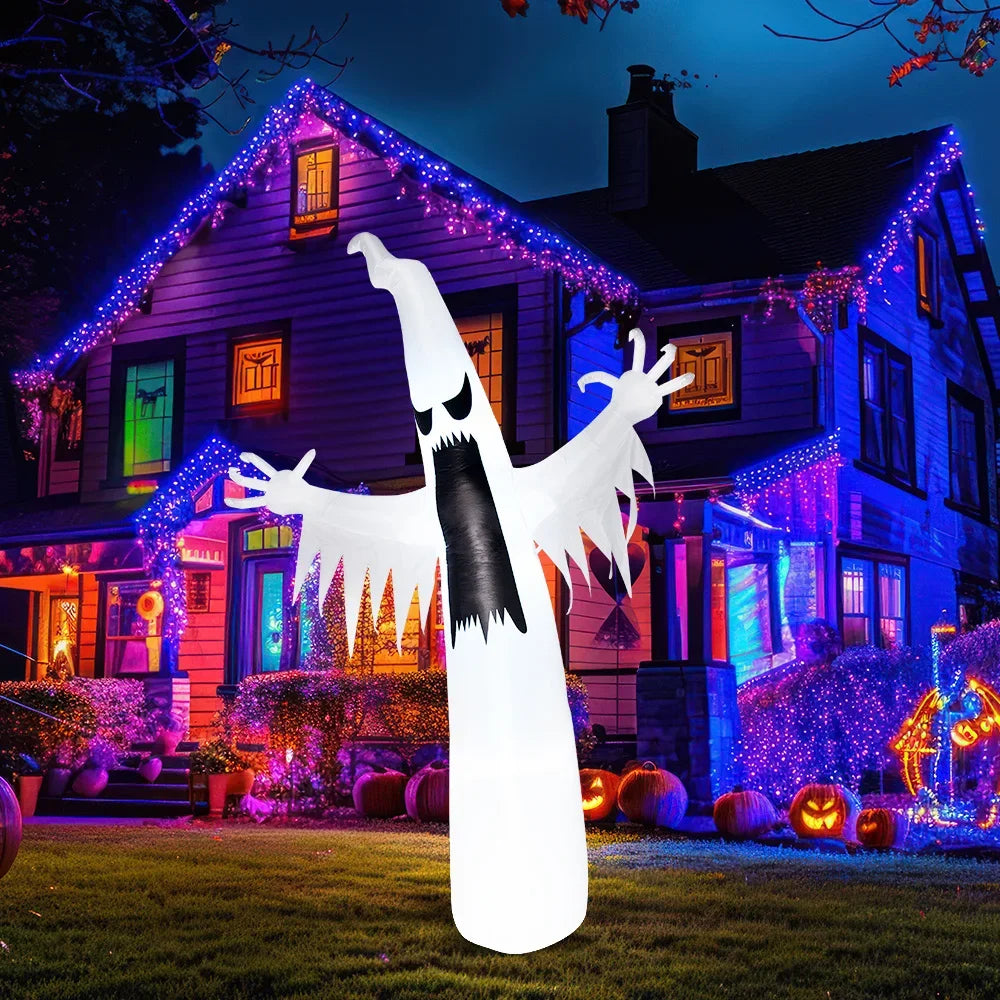 12 FT Scary Ghost Halloween Inflatables Outdoor Decorations Halloween Decor, Inflatable Ghost Blow Ups for Yard with LEDs for Outside Yard Decorations