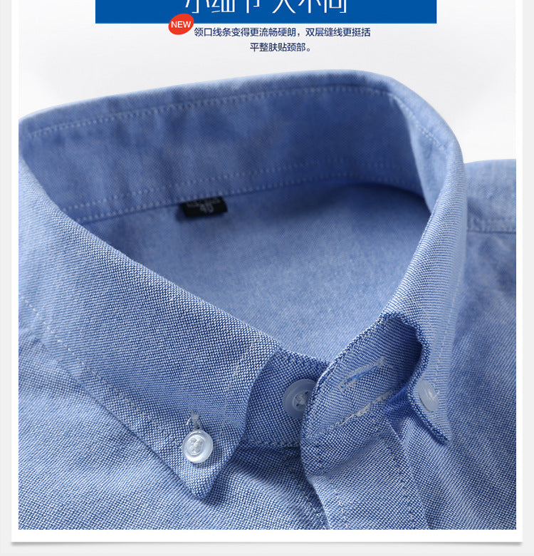 New 100% Cotton Men's Shirt Oxford Casual Shirt Men's Long-Sleeved Embroidered Spot Distribution Drop Shipping