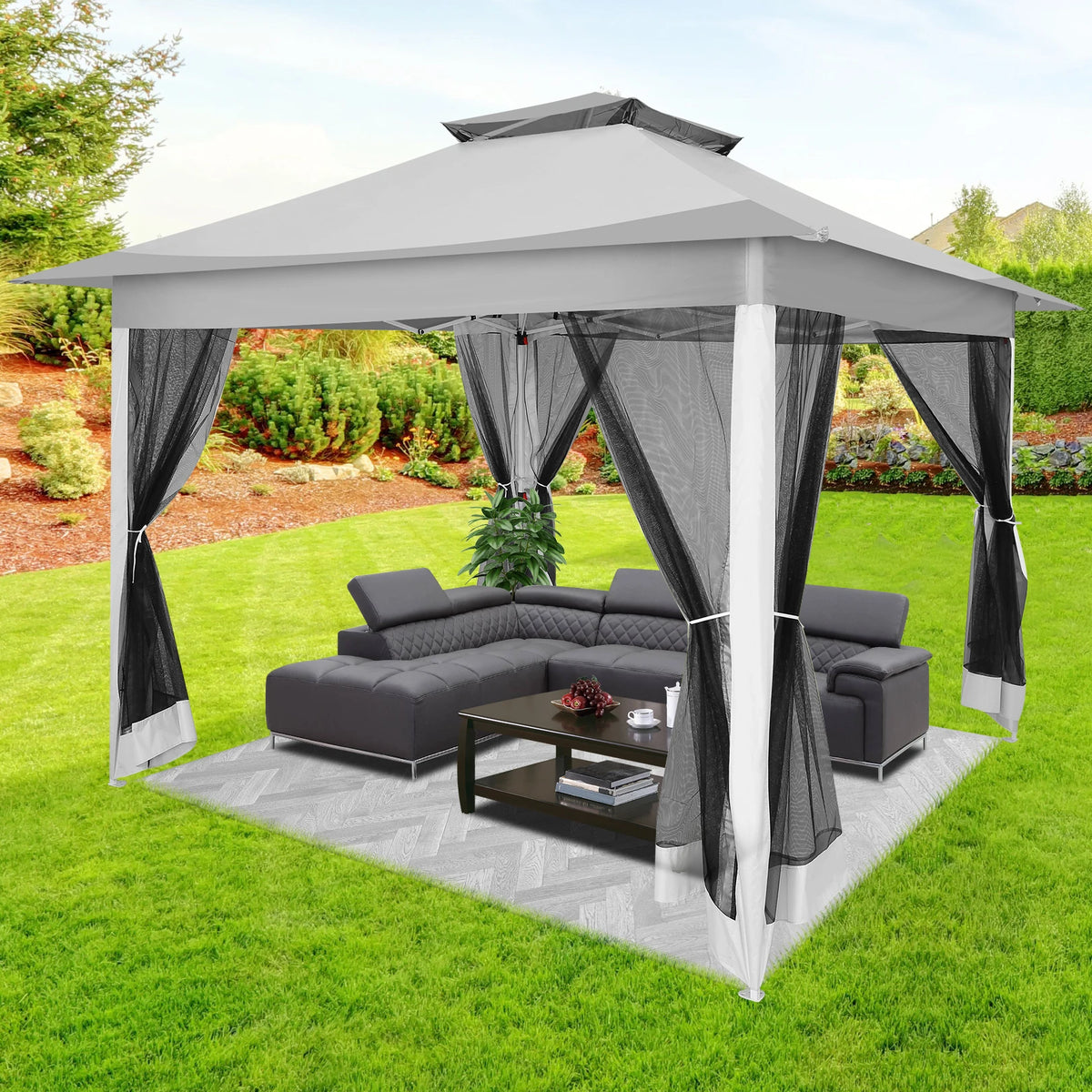 Tooluck Portable Pop Up Gazebo Canopy Tent With Mosquito Netting