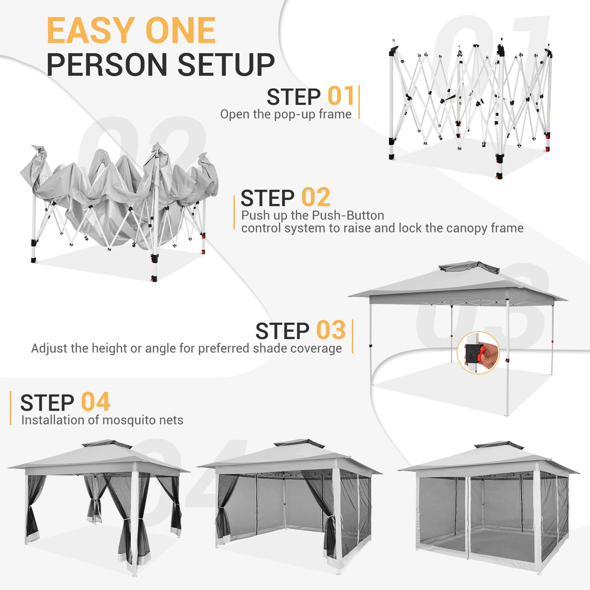 Tooluck Portable Pop Up Gazebo Canopy Tent With Mosquito Netting