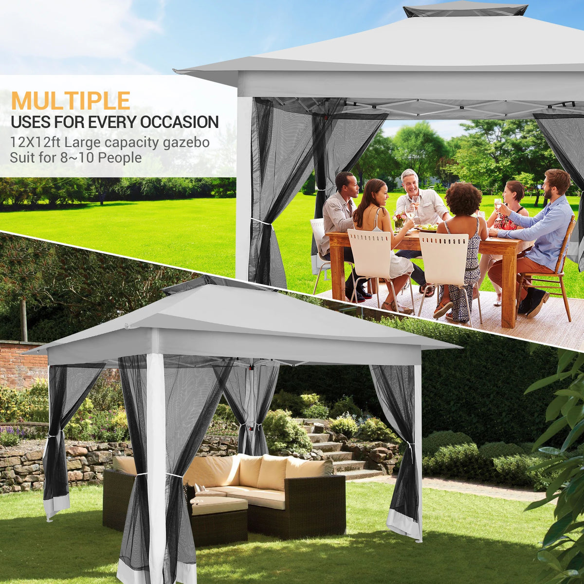 Tooluck Portable Pop Up Gazebo Canopy Tent With Mosquito Netting
