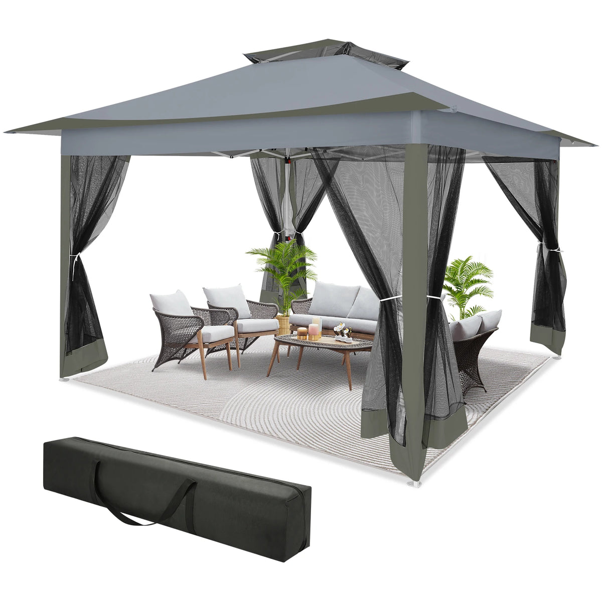 Tooluck Portable Pop Up Gazebo Canopy Tent With Mosquito Netting