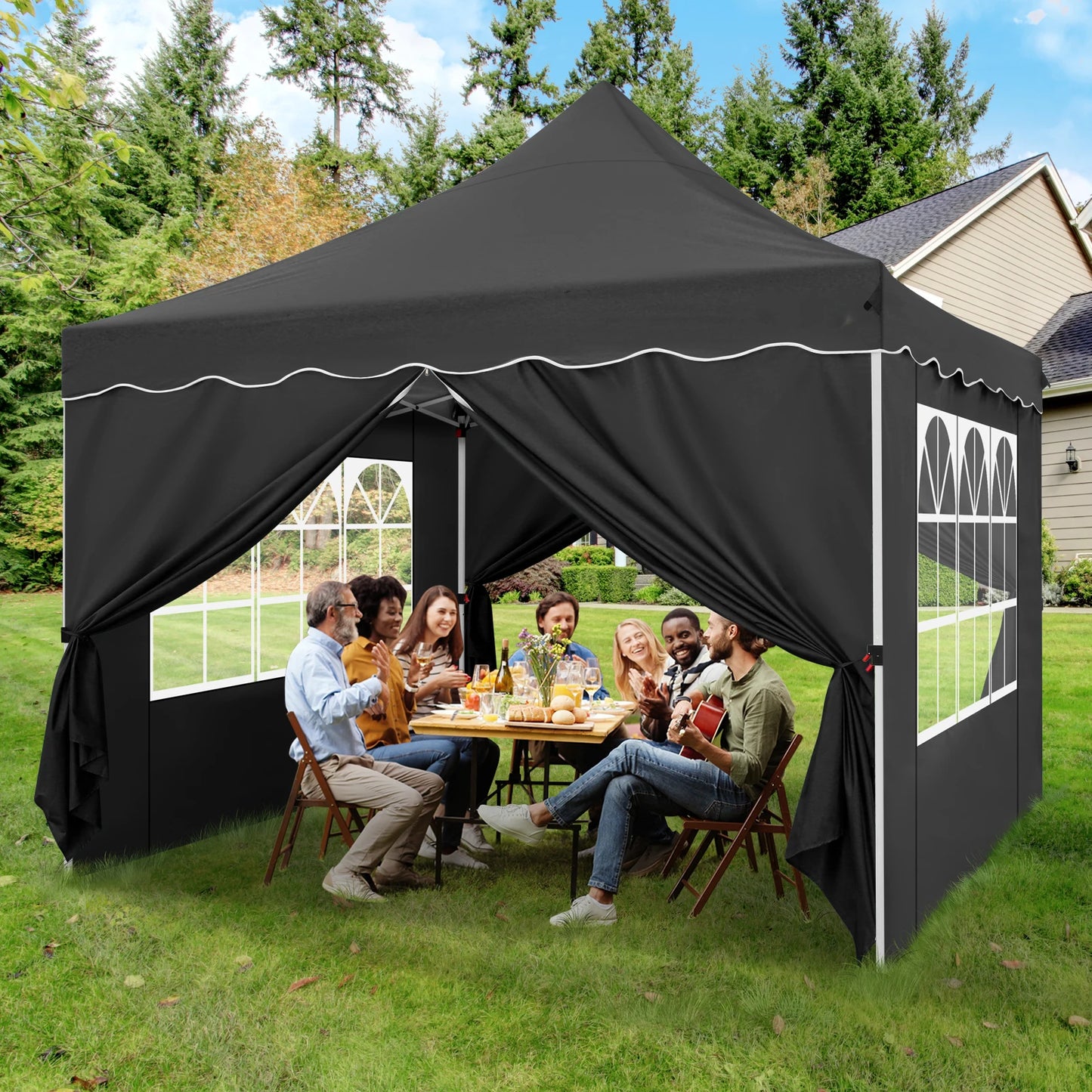 10x10 Pop Up Canopy Tent with 4 Walls & Accessories Kit, UPF50+ Waterproof Instant Shelter for Commercial & Personal Events
