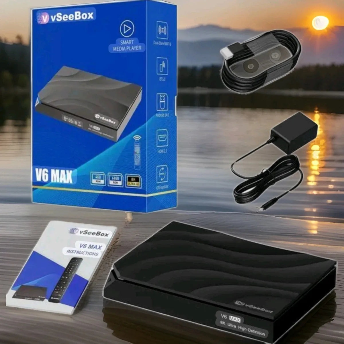 vSeeBox V6 MAX 2026 8K Streaming Box | 64GB NEW SEALED | FREE-SHIPPING | Authorized Distributor