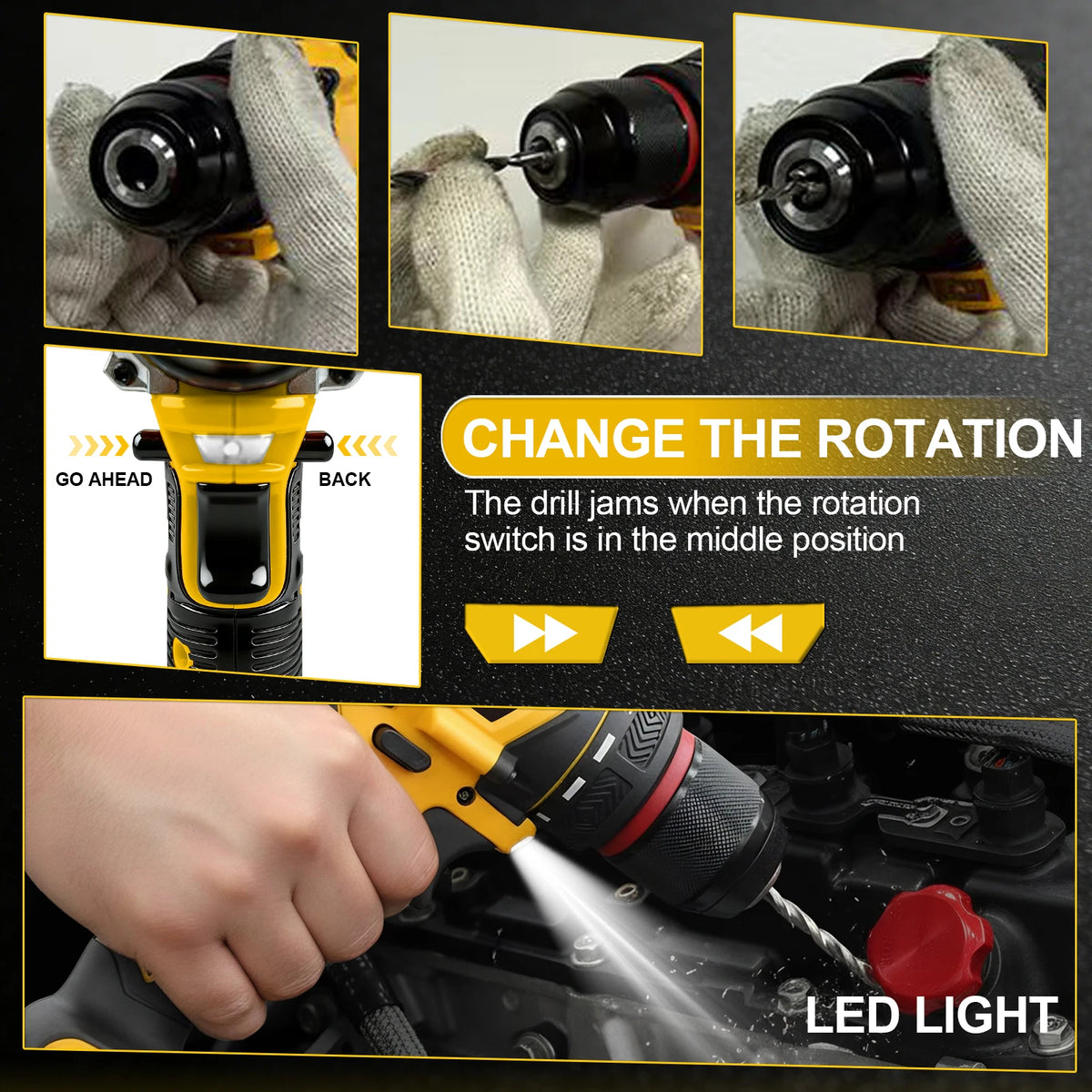 Phoeoce 20V Cordless Drill Set Compatible with Makita 18V Battery Power Drill Driver Kit with 3.0Ah Li-ion Battery 3/8" Keyless Chuck & Accessories Case