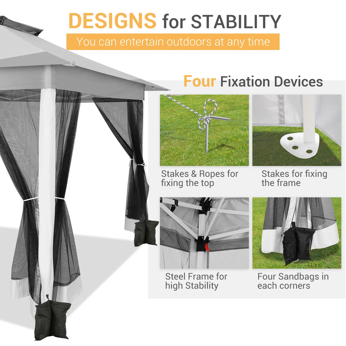 Tooluck Portable Pop Up Gazebo Canopy Tent With Mosquito Netting