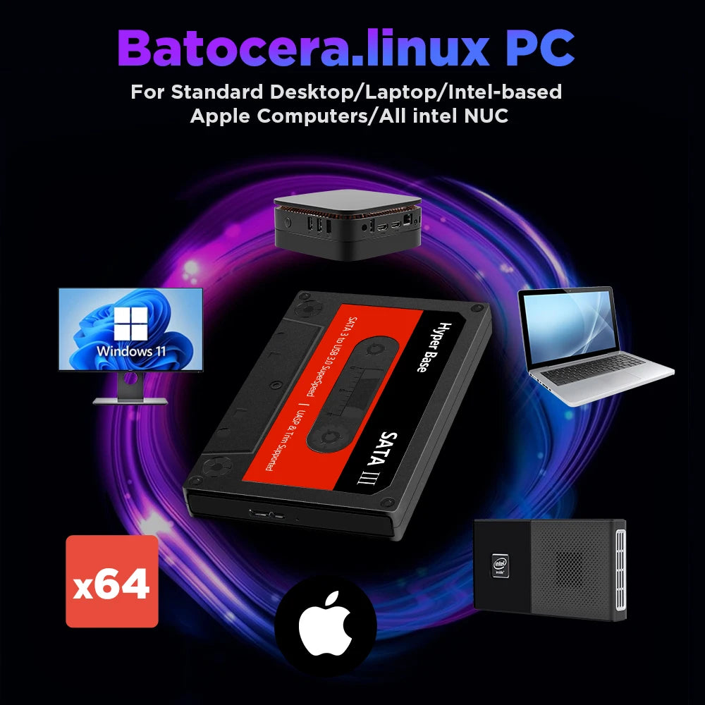JMachen External 2T Game HDD Batocera 35 with 52000+Games For PS3/PS2/Wii/WiiU/DC/N64/MAME/SS Game Console for Windows PC/Laplop