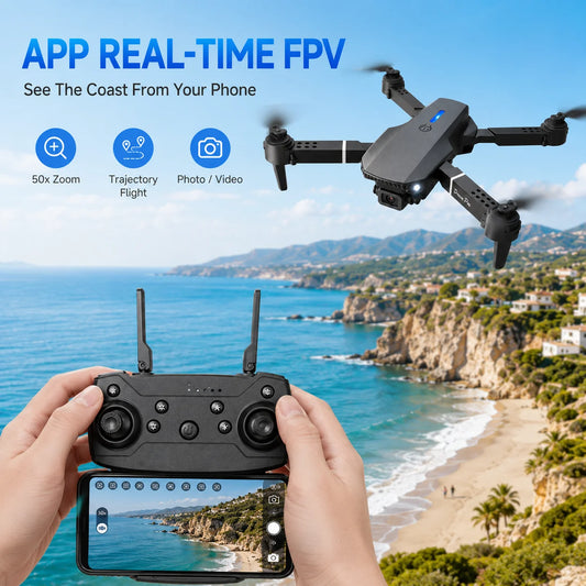 ZNLYRION RC Drone 4K Dual Camera FPV Drone E88 Pro 15Mins Flight Time Foldable Quadcopter with Altitude Hold Headless Mode One-Key Takeoff/Landing
