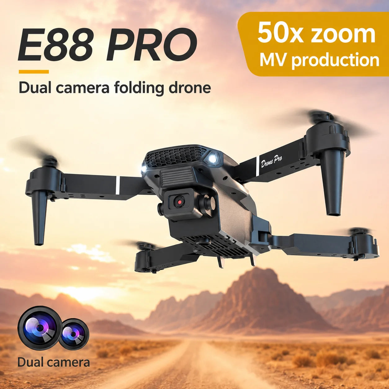 ZNLYRION RC Drone 4K Dual Camera FPV Drone E88 Pro 15Mins Flight Time Foldable Quadcopter with Altitude Hold Headless Mode One-Key Takeoff/Landing
