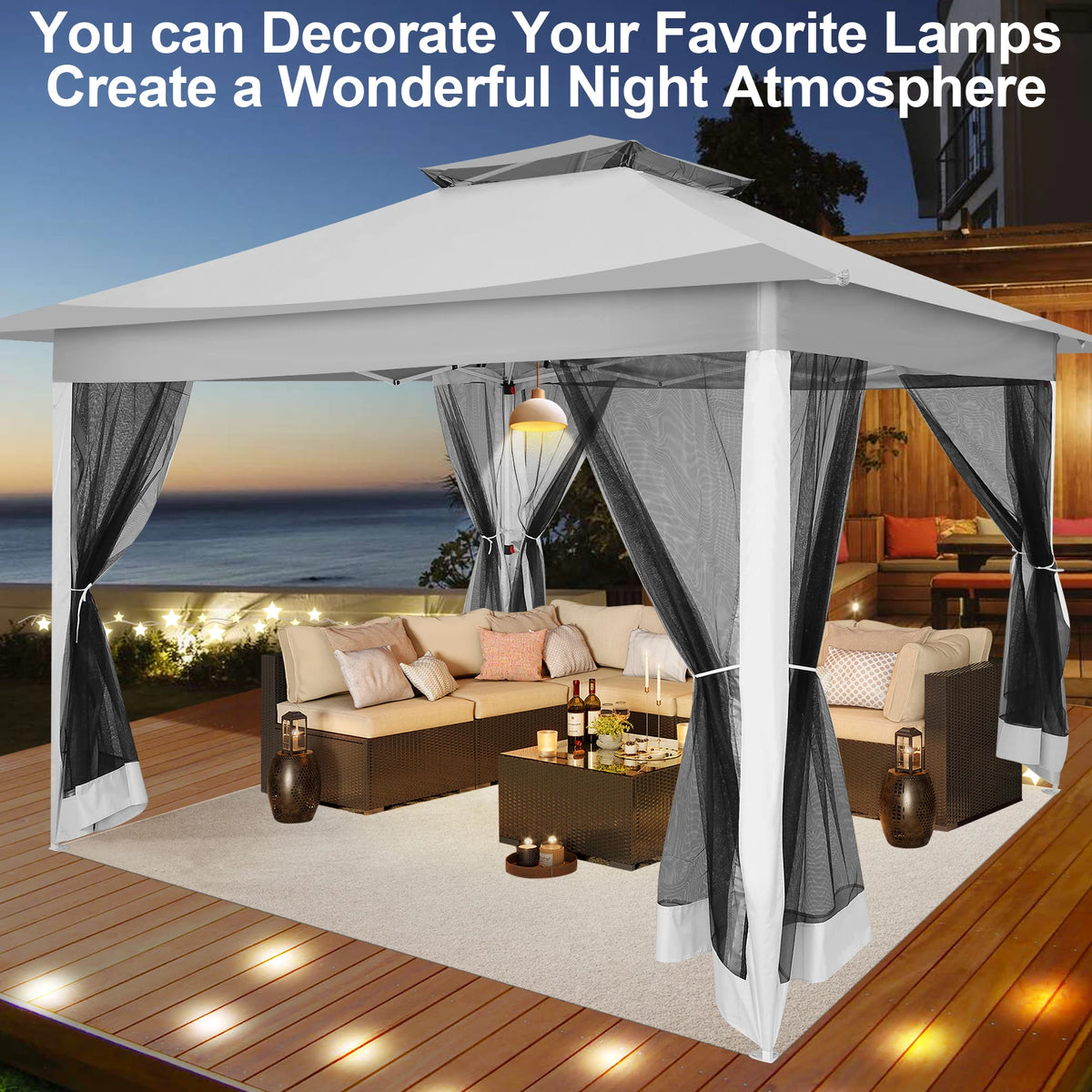 Tooluck Portable Pop Up Gazebo Canopy Tent With Mosquito Netting