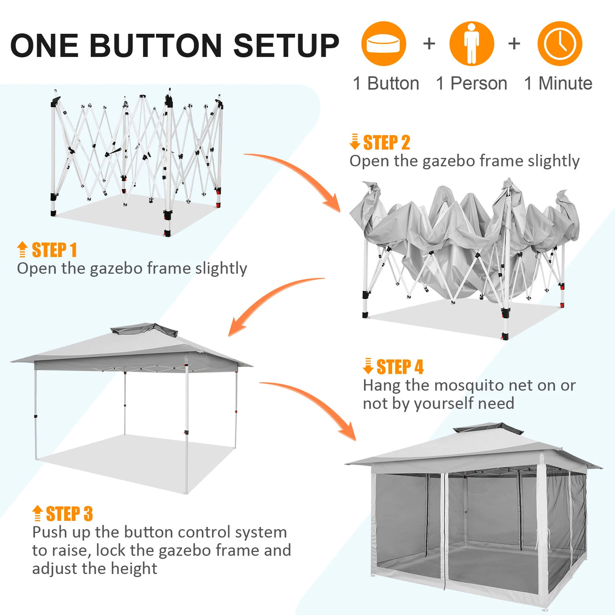 Tooluck Portable Pop Up Gazebo Canopy Tent With Mosquito Netting