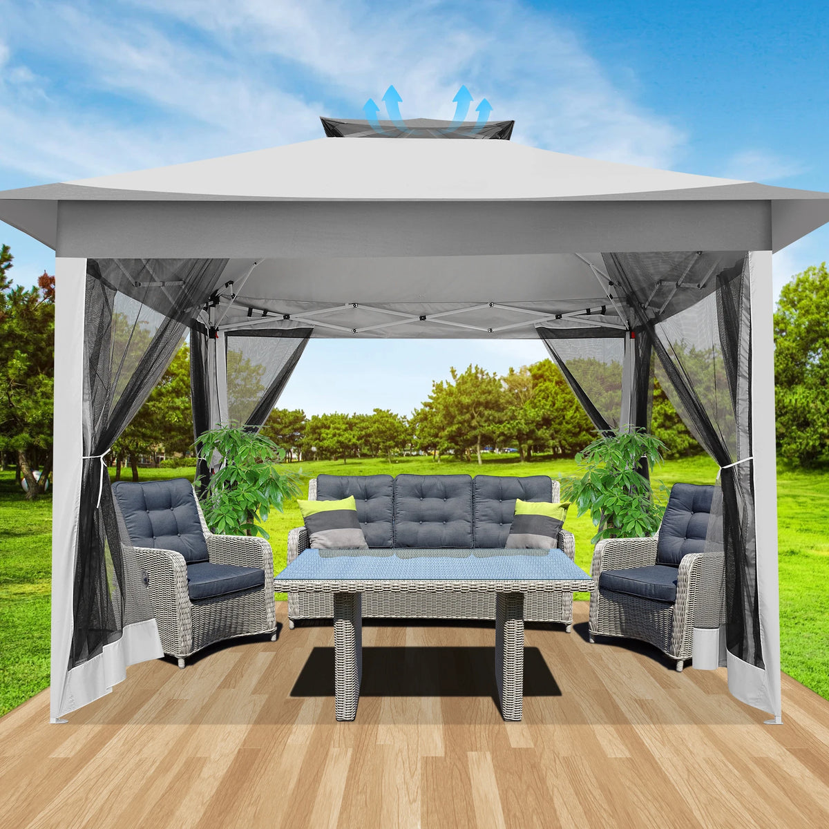 Tooluck Portable Pop Up Gazebo Canopy Tent With Mosquito Netting