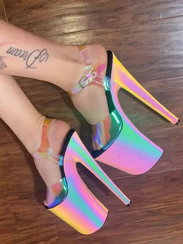 WUXIN H&P Women's Stripper Exotic Heel Sandal Platform Stiletto Pole Dance Shoes 8 In
