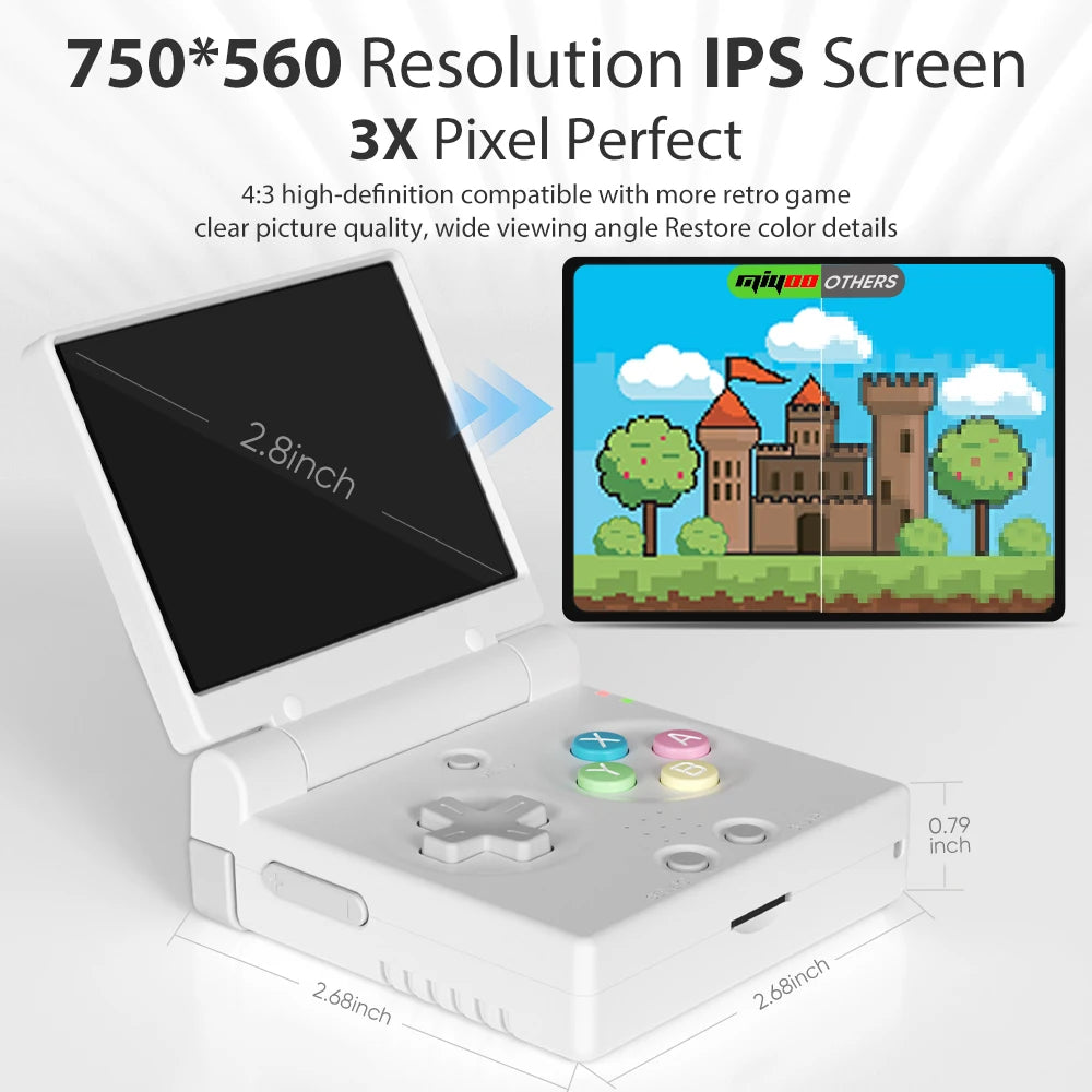 MIYOO Mini Flip Retro Handheld Game Console With New Hinge 2.8 inch IPS Screen Portable Video Game Players Consoles Classic Gaming Emulator Childhood Gifts