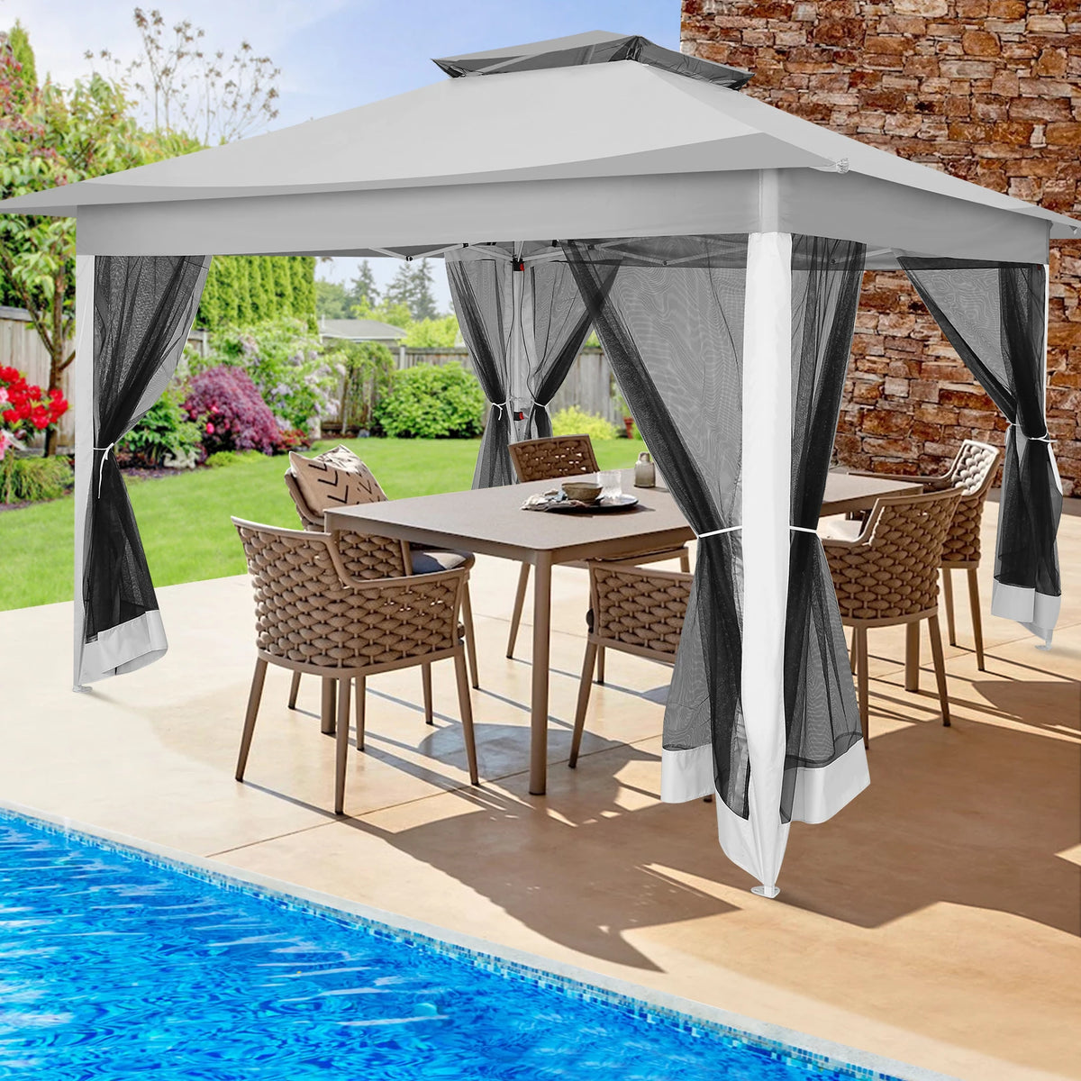 Tooluck Portable Pop Up Gazebo Canopy Tent With Mosquito Netting