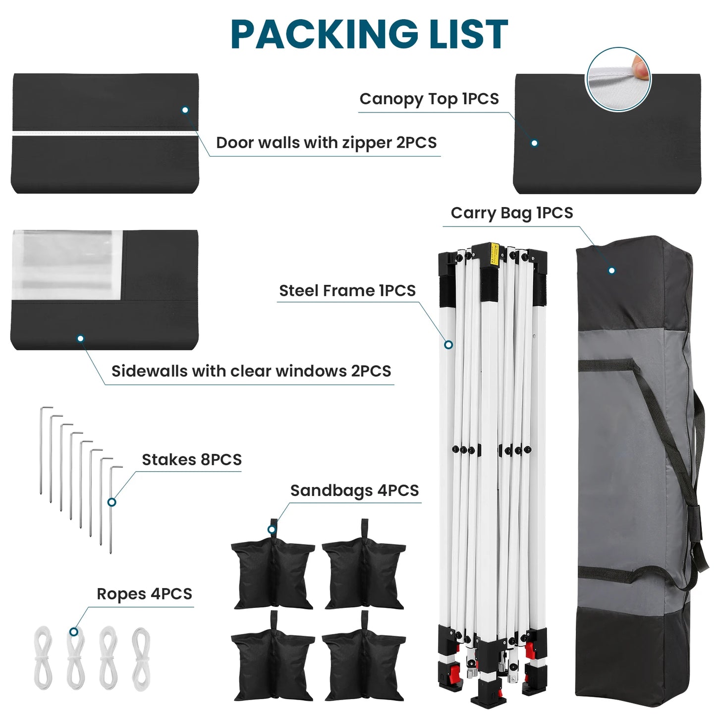 10x10 Pop Up Canopy Tent with 4 Walls & Accessories Kit, UPF50+ Waterproof Instant Shelter for Commercial & Personal Events