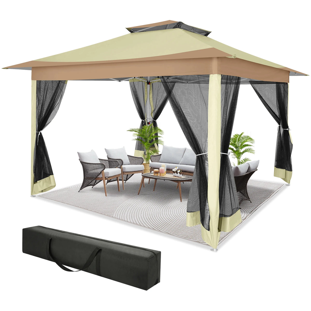 Tooluck Portable Pop Up Gazebo Canopy Tent With Mosquito Netting