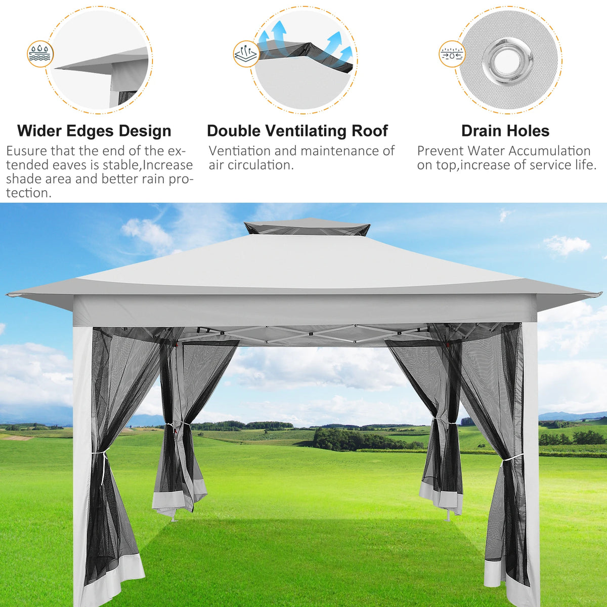 Tooluck Portable Pop Up Gazebo Canopy Tent With Mosquito Netting