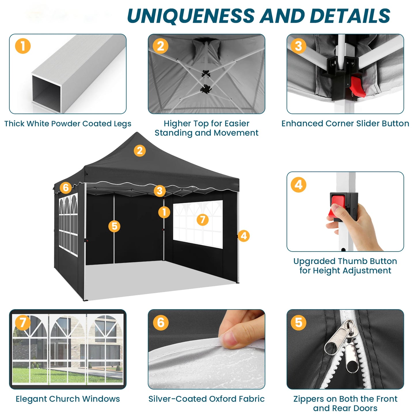 10x10 Pop Up Canopy Tent with 4 Walls & Accessories Kit, UPF50+ Waterproof Instant Shelter for Commercial & Personal Events