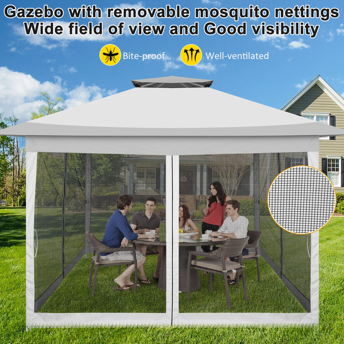 Tooluck Portable Pop Up Gazebo Canopy Tent With Mosquito Netting