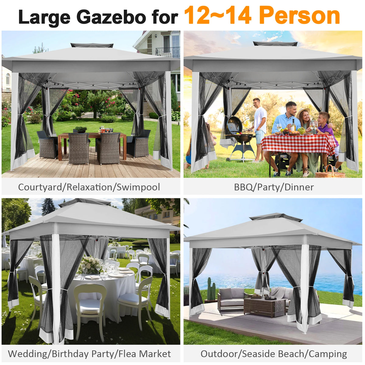 Tooluck Portable Pop Up Gazebo Canopy Tent With Mosquito Netting