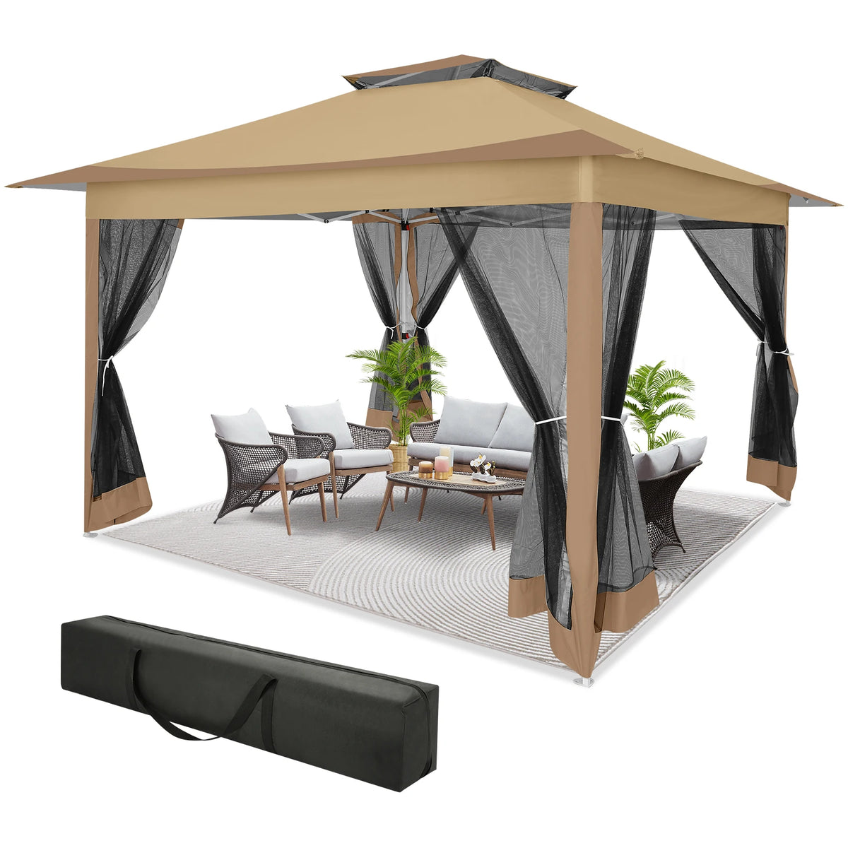 Tooluck Portable Pop Up Gazebo Canopy Tent With Mosquito Netting
