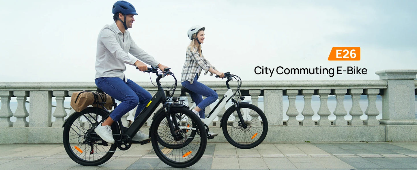 Peak 750W E26 Electric Bike for Adults | 48V 10.4Ah Removable Battery, Top Speed 20MPH, 26''X2" Standard Tire, 7-Speeds
