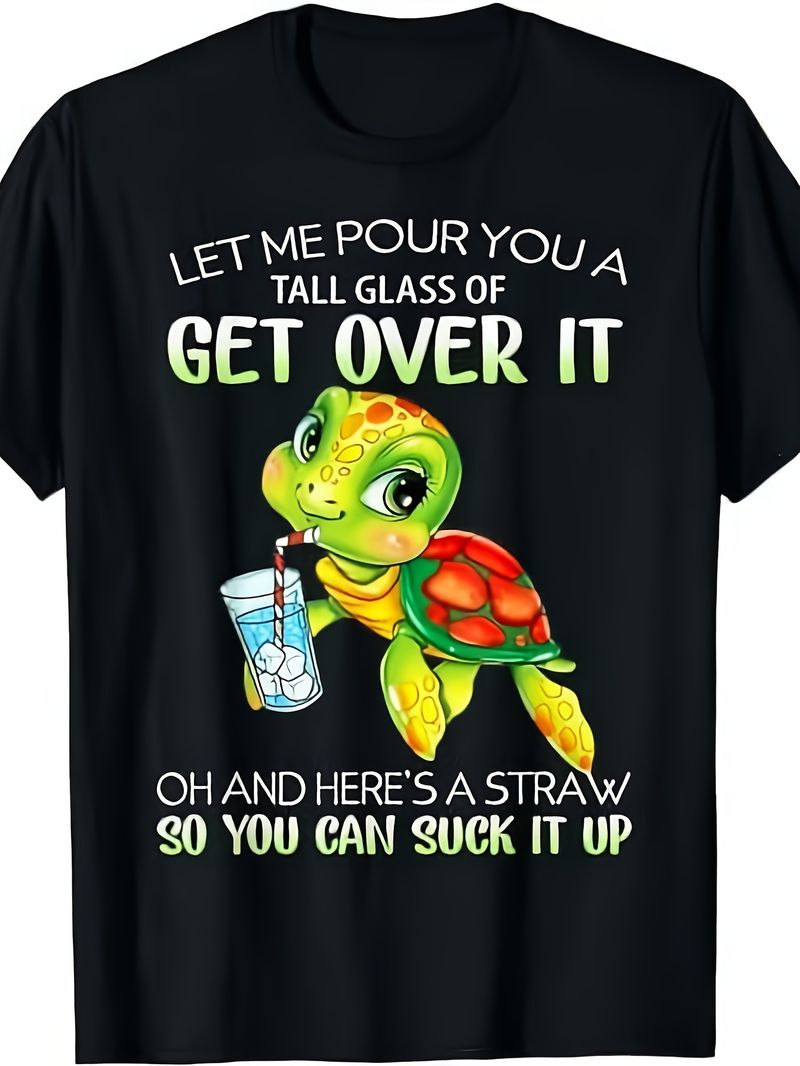 Funny Turtle Graphic Tee For Men & Women 180Gsm Pure Retro Shirt With Turtle Design Casual Round Neck Top All-Season Vintage Sty