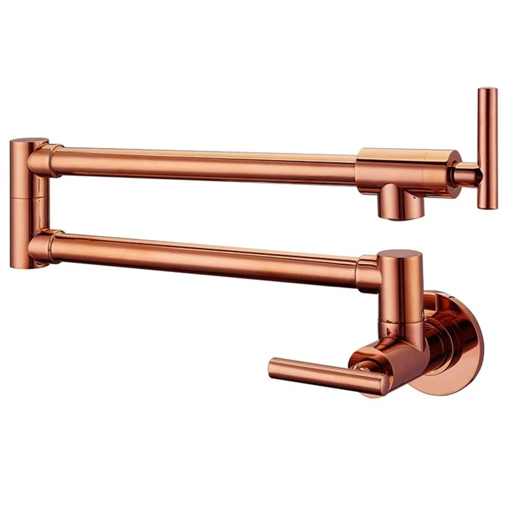 Black Brushed Chrome Brass Wall Mounted Pot Filler Faucet Swivel Folding Retractable Rotary Stretch Sink Tap Kitchen Faucet