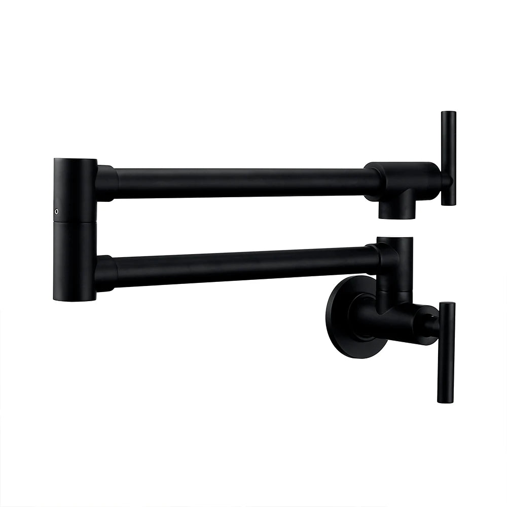 Black Brushed Chrome Brass Wall Mounted Pot Filler Faucet Swivel Folding Retractable Rotary Stretch Sink Tap Kitchen Faucet