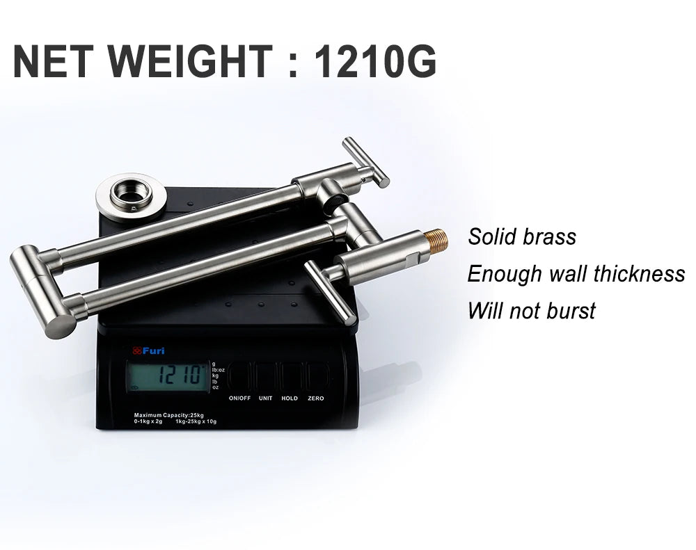 Black Brushed Chrome Brass Wall Mounted Pot Filler Faucet Swivel Folding Retractable Rotary Stretch Sink Tap Kitchen Faucet