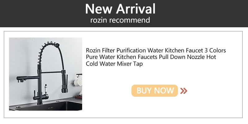Rozin Black Kitchen Faucet Spring 360° Pull Down Sprayer Hot Cold Water Mixer Tap Deck Mounted Dual Spout Nozzle Faucets Crane