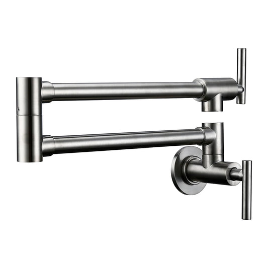 Black Brushed Chrome Brass Wall Mounted Pot Filler Faucet Swivel Folding Retractable Rotary Stretch Sink Tap Kitchen Faucet