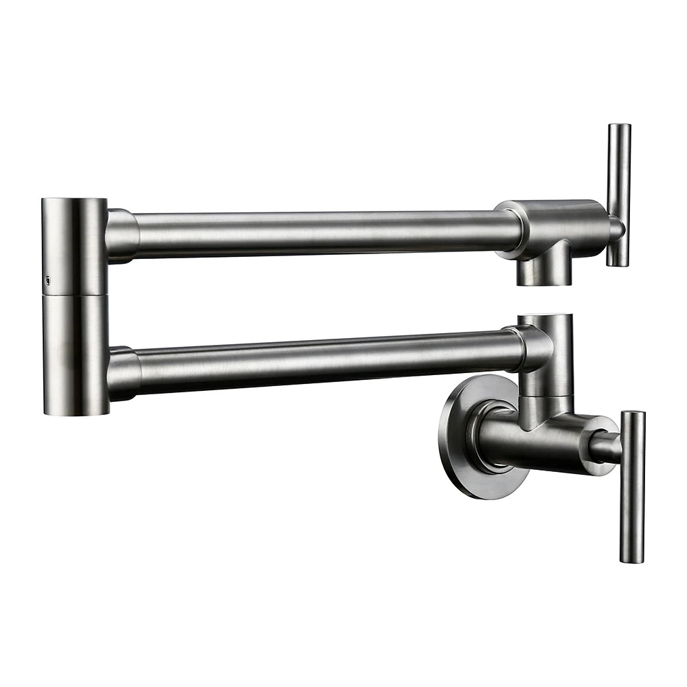 Black Brushed Chrome Brass Wall Mounted Pot Filler Faucet Swivel Folding Retractable Rotary Stretch Sink Tap Kitchen Faucet