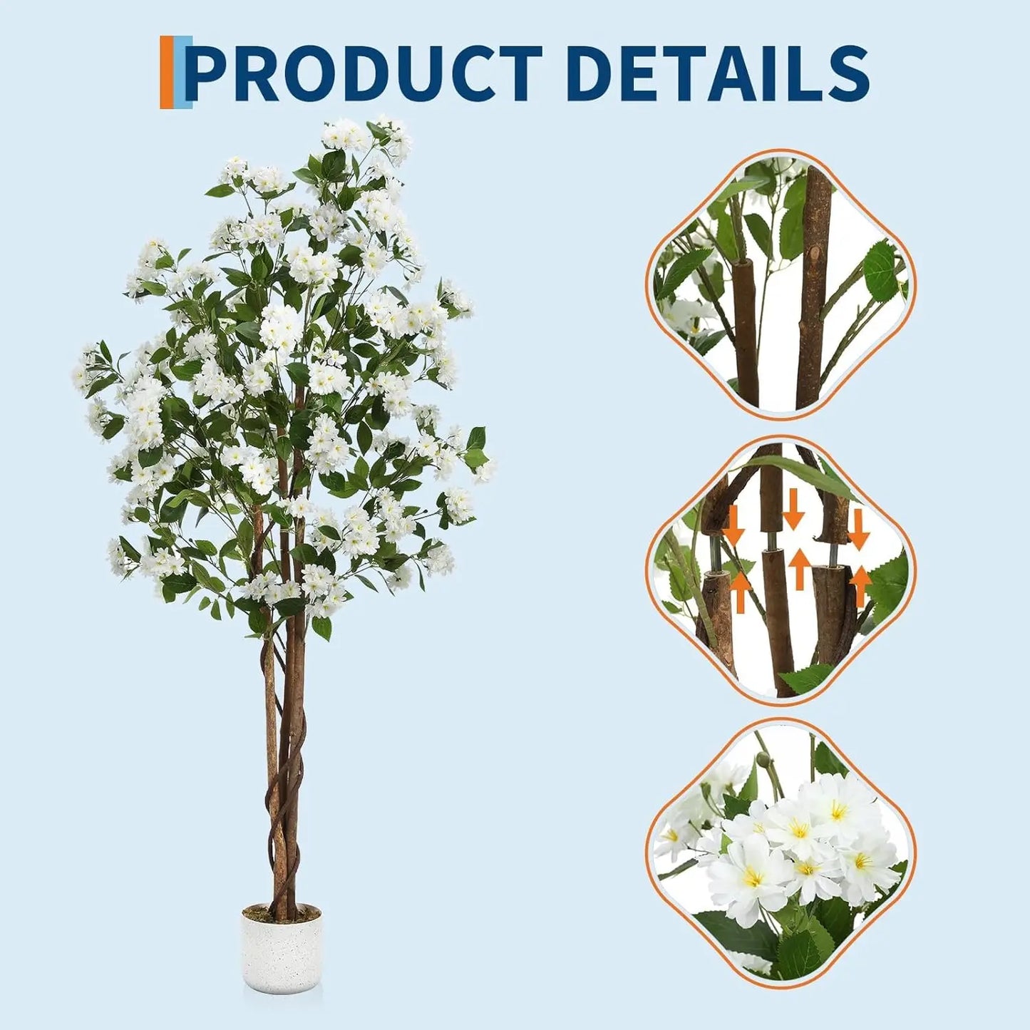 Artificial Osmanthus Tree, Tall Potted Fake Osmanthus Trees, Faux Plant in Planter with Lifelike Flowers for Home Office Decor