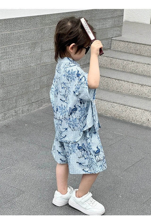 Fashion Baby Tang Costume Tops Pants Two-piece Set Boy Outfit Casual Children's Sets Summer Tweens Boys Hanfu Suit Kids Clothing