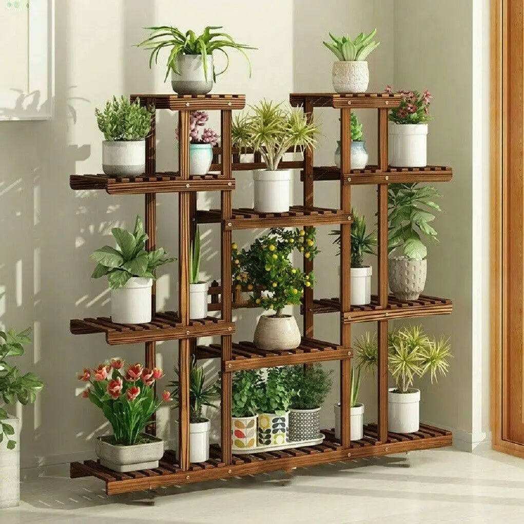 Wisfor Wooden Multi Tier Indoor Outdoor Plant Shelf